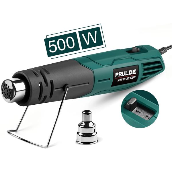 Mini Heißluftpistole - PRULDE Handheld Heißluftföhn 500W Schnelles Aufheizen Heissluftgebläse mit 2 Temperatureinstellungen für Acrylharz Handwerk, Basteln, Epoxidharz, Schrumpffolie