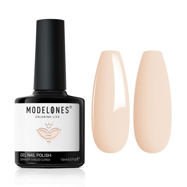 Modelones Sweetie Nude Gel Polish, 1 Pcs 15ml Soft Nude Color Gel Nail Polish Soak Off LED Long Lasting French Manicure Essential Gel Nail Varnish Salon Design DIY at Home Gifts for Women