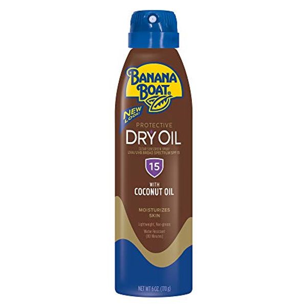 Banana Boat Ultra Mist Dry Tanning Oil, Clear Sunscreen Spray, SPF 15, 6oz. - Pack of 3