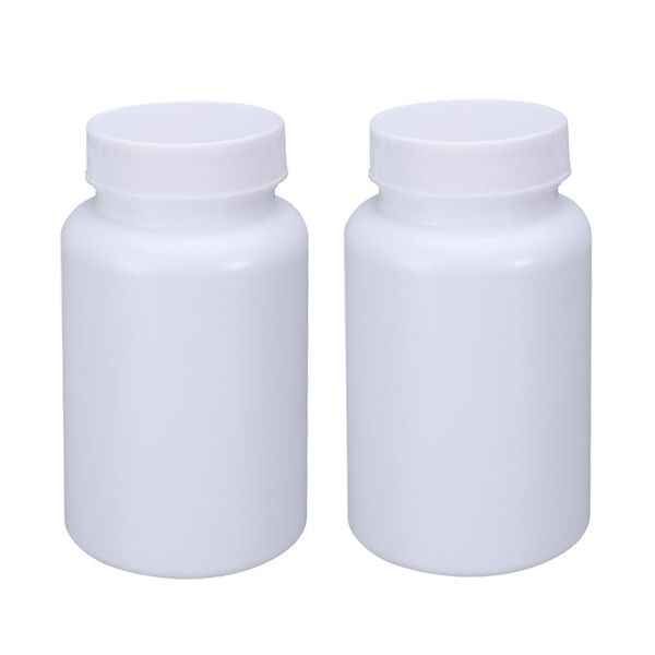 FSSTUD 2 Pcs 200ml White Plastic Pill Bottles Empty Medicine Storage Containers Portable Vitamin Tablet Case Refillable Solid Powder Dispenser Holder with Screw Cap