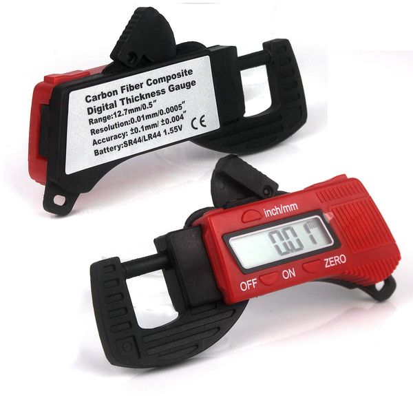 Portable Digital Thickness Caliper Micrometer Thickness Gauge Measurement Tool (Red)