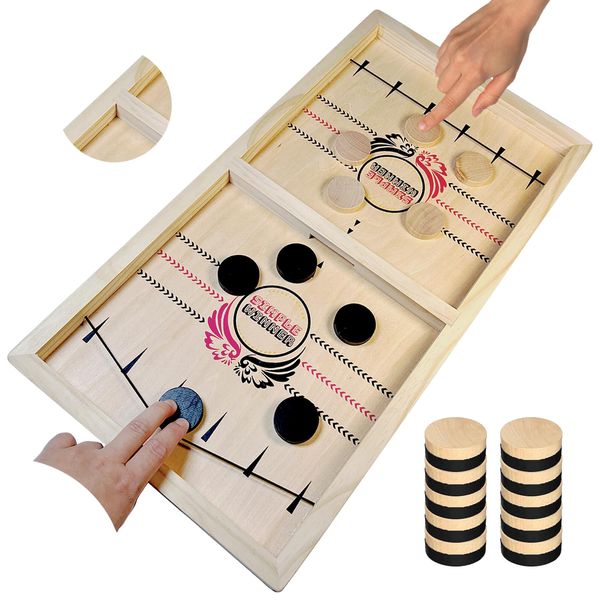 SIMPLE WINNER Fast Sling Puck Game, Table Desktop Battle, Sling Foosball，Paced Winner Board Games Toys，Slingshot Games Toy, Parent-Child Toy Board Table Game (S(14.4 * 8.5in))