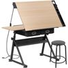 Height Adjustable Drafting Table Drawing Artist Craft Desk w/Stool Outlet Natura