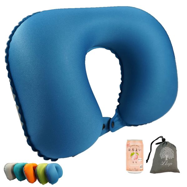 LLAP Neck Pillow, U-Shaped Pillow, Double Valve, Portable Pillow, U-Shaped Neck Pillow, Air Pillow, Manually Pressed Inflatable, Nekpiro, For Travel, Airplane, Travel, Travel Pillow, Storage Pouch