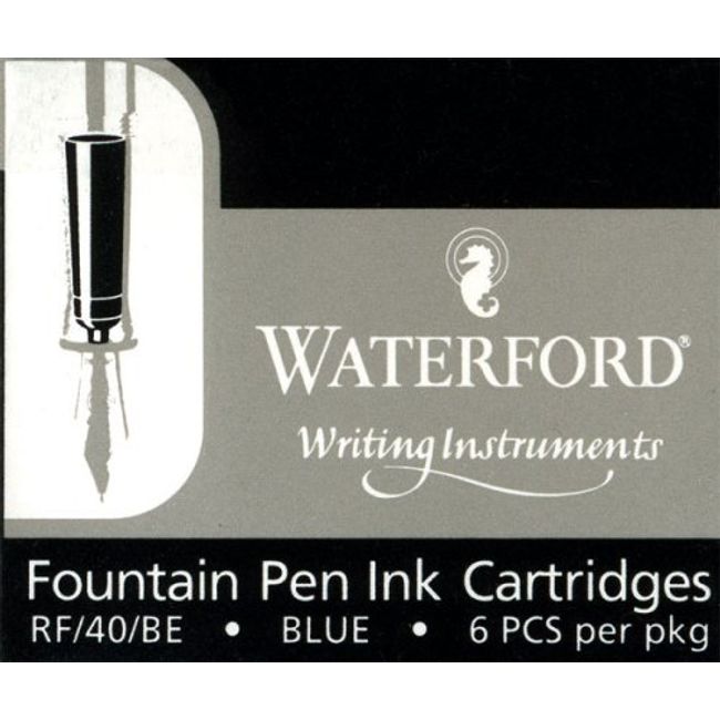 Waterford Blue Fountain Pen Ink Cartridges - Pack of Six