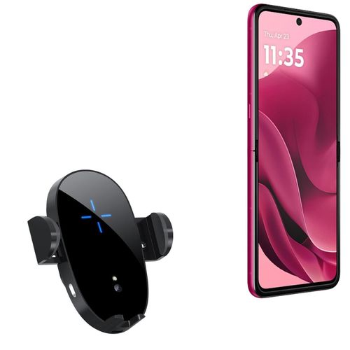 BoxWave Car Charger Compatible with Motorola Razr Ultra 2025 - Wireless Charging Auto Mount (15W), Qi Wireless Car Charger Stand Mount Air Vent - Black