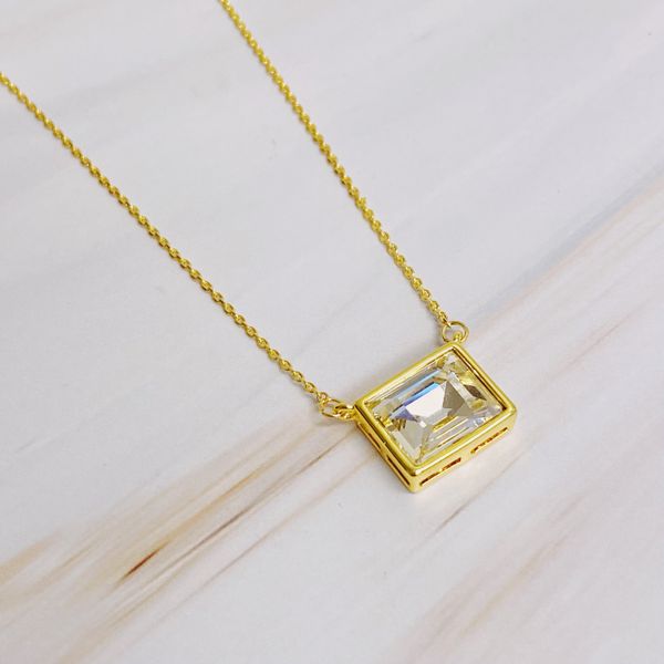 Sweet Square Pendant Necklace - Water Blue