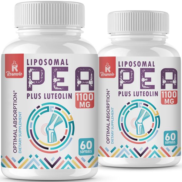 Liposomal Palmitoylethanolamide 1000 mg + Luteolin 100 mg, Micronized Pea 99% Highly Purified - Enhanced Absorption and Bioavailability, 120 Softgels(120-Day Supply)