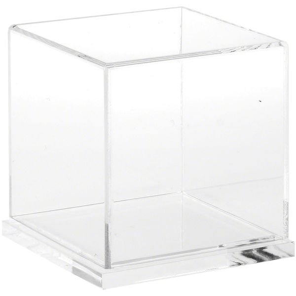 Plymor Clear Acrylic Display Case with Clear Base, 4" x 4" x 4"