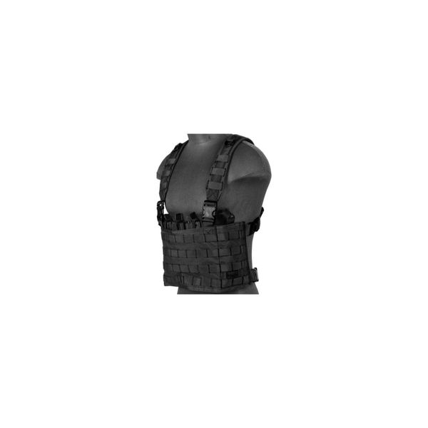 Lancer Tactical Airsoft Lightweight Magazine Pouch Chest Rig - Black