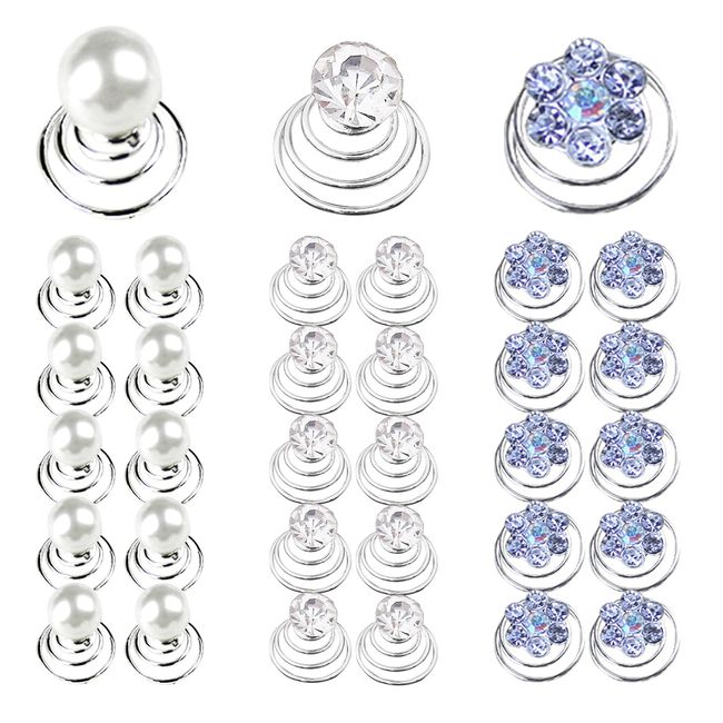 Ansodo Spiral-Haarnadeln,Hochzeit Brautperlen Haarnadeln Perlen Haarnadeln,36 Stück Spiralhaarnadeln,Für Hochzeit Brautschmuck