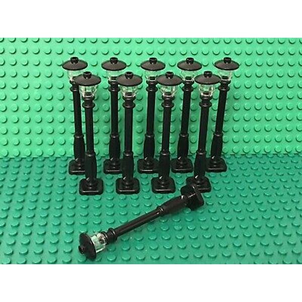 Lego 10 City Lamp Post With Black 2x2x7 Support,4 Base Flutes / Street Light