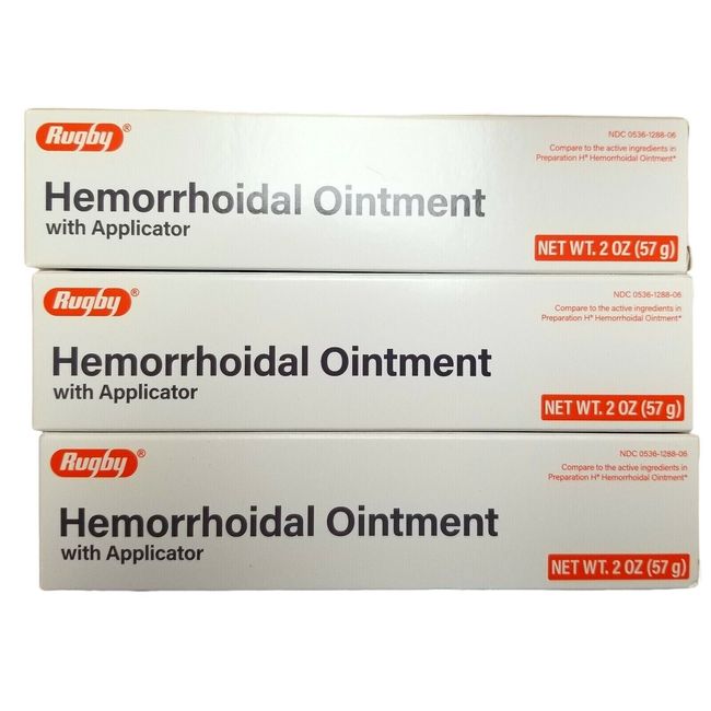 RUGBY Hemorrhoid Ointment 2oz ( 3 tubes ) white ^