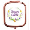 Flox Creative Rose Gold Square Compact Mirror Happy Easter Floral Wreath