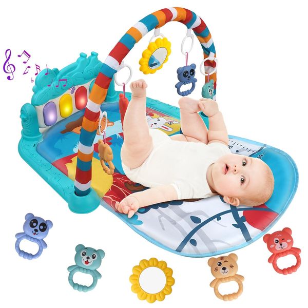 HADVZQ Baby Play Mat Baby Gym，Baby Toy Play Mat Activity Center Baby Piano Music Lights for Boys and Girls Newborn Baby Gift 0 to 3 6 9 12 Months