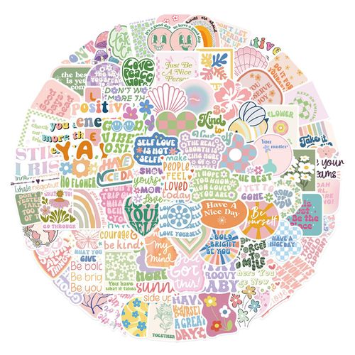 100 Pieces Danish Pastel Stickers, Colorful Cute Stickers, Stickers, Aesthetic Vinyl Stickers, Waterproof Stickers for Teen Girls, Laptop, Computer, Skateboard, Guitar, Phone Case