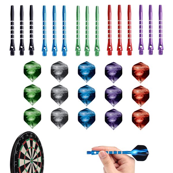 Botuk 30PCS Dart Stems Darts Accessories Sets Universal Metal Darts Stems Dart Flights and Stems Professional Darts Accessories UK for Indoor Dart Games