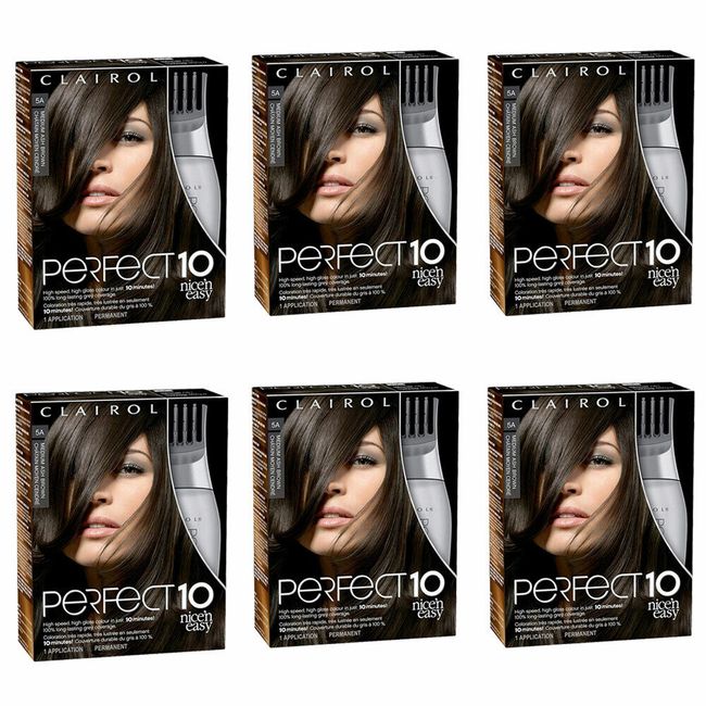 6-Pack New Clairol Nice'n Easy Perfect 10 Permanent Hair Dye 5A Medium Ash Brown