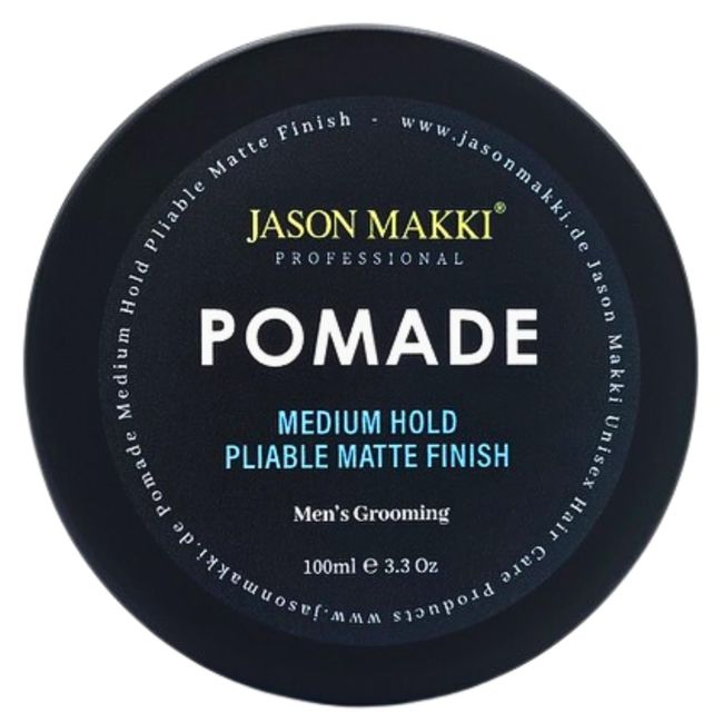 Jason Makki Haar-Pomade für Herren, mittlerer Halt, biegsam, mattes Finish, auf Wasserbasis, Barbier-Qualität, 100 ml