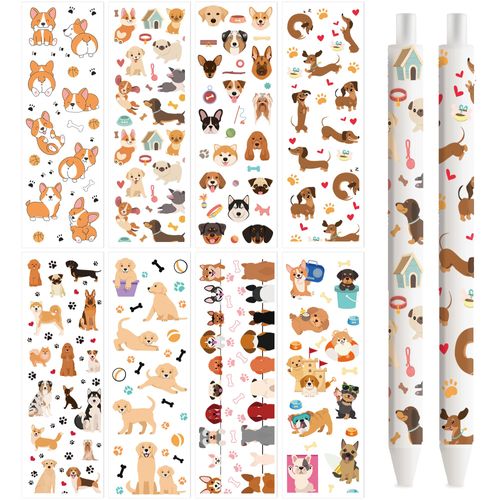 UV DTF Transfer Stickers - 48 pcs Dog Pen Wraps UV DTF Cute Corgi Husky Shiba Inu Paw Bone Cartoon Design Waterproof Uvdtf Wraps Personalized DIY Pen Pencil Ball Point Decals