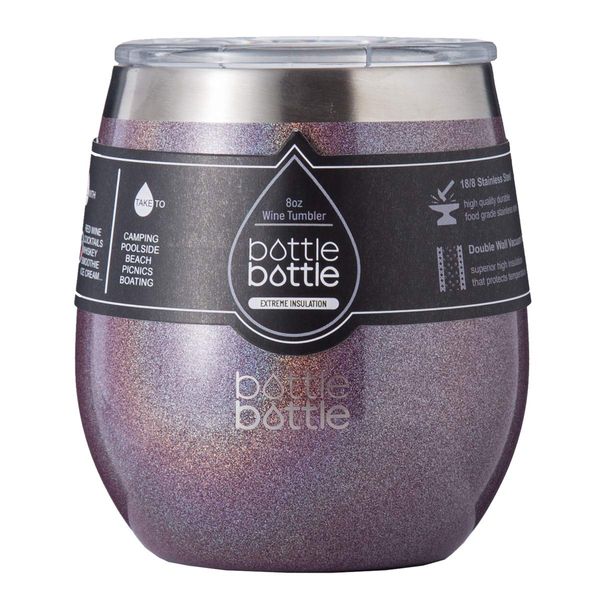 Tumbler Stainless Steel, 8.5 fl oz (250 ml), With Lid, Vacuum Insulated, Straw, Thermal, Unisex, Coffee, Wine, Beer, Office, Home, Bottlebottle, Purple