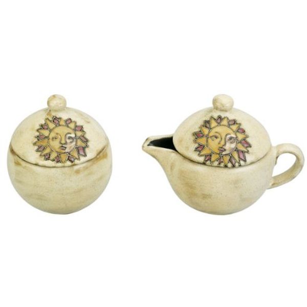 Mara Ceramic Stoneware Suns Small Creamer and Sugar Set