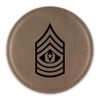 E-9 Command Sergeant Marjor Rank Drink Coaster Leatherette Round Coasters CSM OR-9 E9 US Army - Light Brown - One Coaster