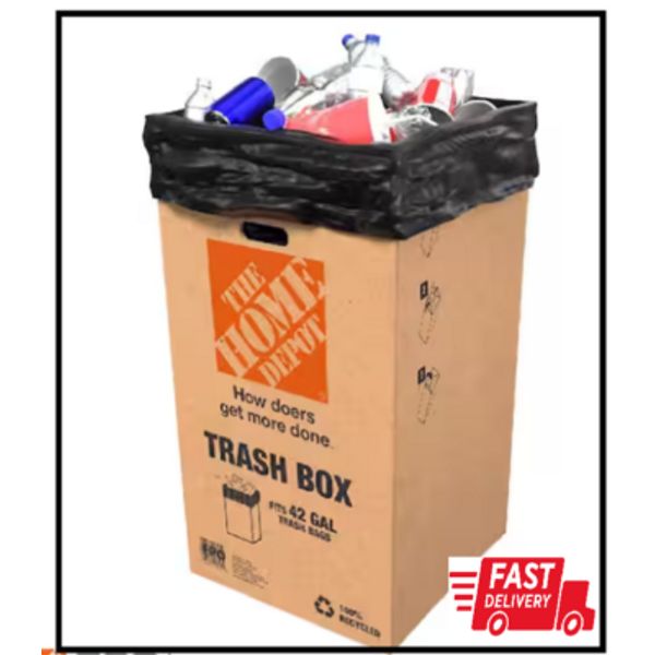 42 Gal. Kraft 100% Recycled Disposable Trash Can Box