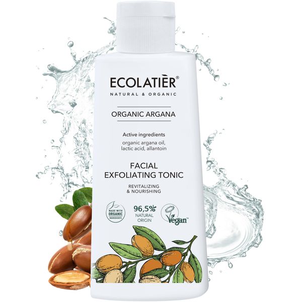 Facial Exfoliating Toner Revitalizing & Nourishing with Organic Argan Oil – Hydrating, Anti-Aging, Vegan, 98% Natural Ingredients for Women & Men - 5.1 Fl Oz / 150ml