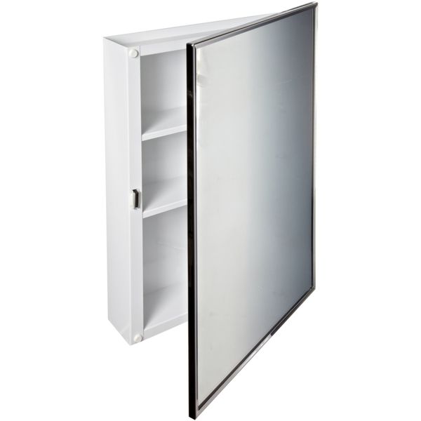 Bobrick 297 Steel Surface-Mounted Medicine Cabinet, Baked White Enamel Finish, 3-3/4" Depth, 2 Shelves