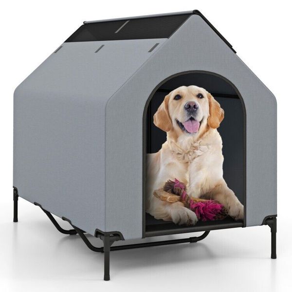 Indoor Outdoor Large Dog House Elevated Pet House Waterproof w/Ventilated Window