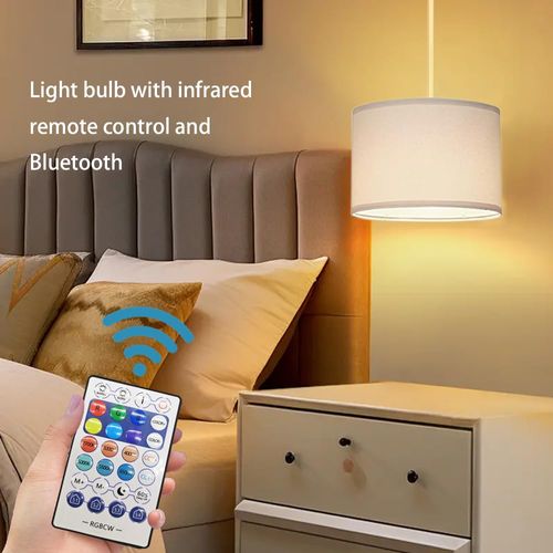 ZSLAIFU 15FT Plug in Hanging Lamp with Switch, Flaxen Pendant Light with Plug in Cord, Hanging Light with Remote Control, Bulb Included, Pendant Light Fixture for Living Room Bedroom Farmhouse