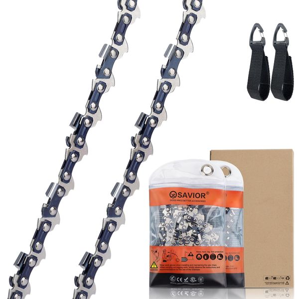 Savior 2 x Chainsaw Chain for 16 Inch (40 cm) Bar, 55 Drive Links, 3/8"LP Pitch, .050 Gauge, Saw Chains Compatible for Stihl MS180 MS181 MS200T MS211 MS201T MS231