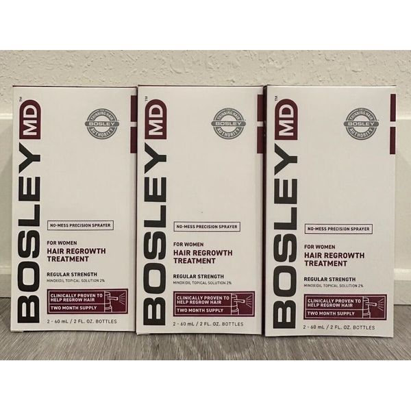 LOT of 3 - Bosley MD For Women Hair Regrowth Treatment 2oz Each Exp. 3/31/24