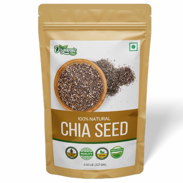 ORGANIC ZING Organic Chia Seeds - Plant-Based Omegas 3 and Protein, Perfect for Smoothies, Salads and Chia Puddings (227 Gram)