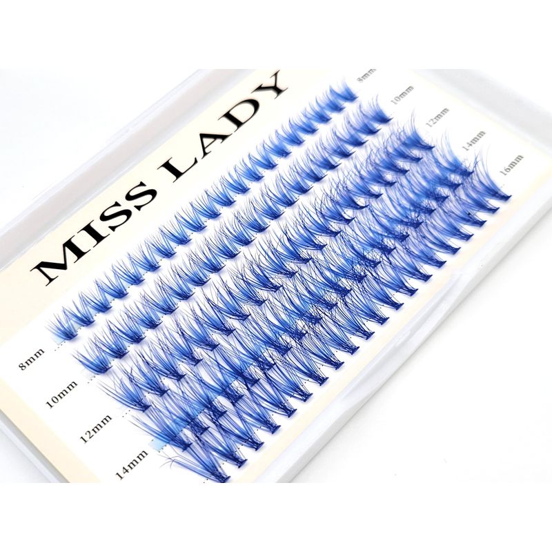 Colored Blue Lash Clusters, 3D Volume 20D Curl C, Thickness 0.10mm ...