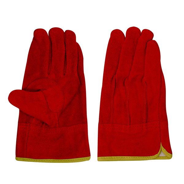 ACE AG4815 Red Cow Split Leather Gloves, Oil, Outer Stitching, Inner Cotton, Size M