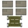 4 Pack 3.1x2 Inches American Flag Patch Tactical US PVC Patch with Molle Patch Panel (4 Green with Patch Panel)