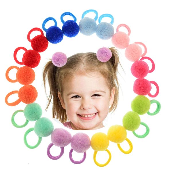 20 Pcs Fluffy Soft Balls Hair Ties Elastic Hair Band Ponytail Holders for Kids Baby Girls Hair Accessories