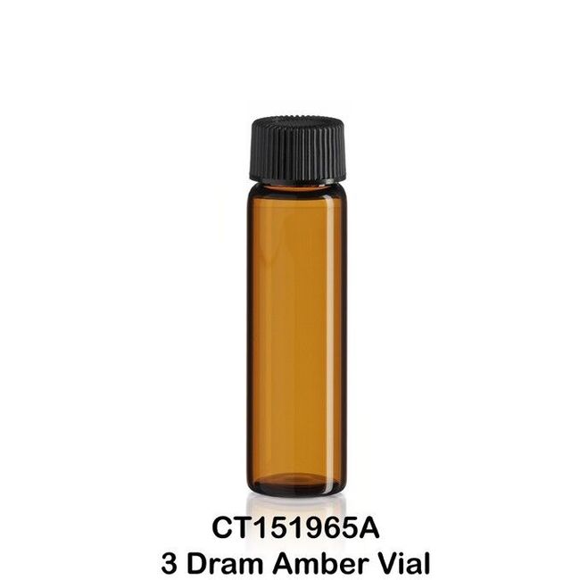 50 Amber Glass Vials w/ Screw Caps 19 x 65 mm - 3 Dram (3/8 Oz., 11 ml)