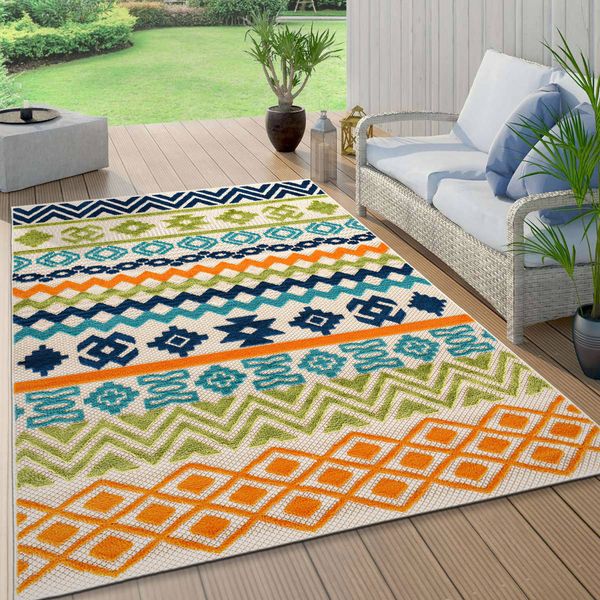 Rugshop Outdoor Rug 5x7 Evora Palm Frond Indoor Outdoor Carpet Outdoor Patio Rug