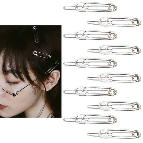 Gothic Hair Clips Set Paperclip Shaped Hair Pins for Women Girls Y2K Punk Hair Clip for Teen Girl Goth Hairpins for Long Short Hair Barrettes Goth Hair Accessories 10pcs