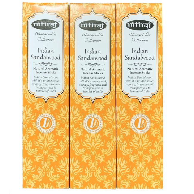 Incense, Aroma Incense Nitiraj Indian Sandalwood 3 Box Set (30 Sticks / Box of 10 Pieces), Made of Natural Materials