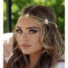 IYOU Crystal Bridal Head Chain Silver Layered Bride Headpiece Tassel Rhinestone Headband Hair Piece Festival Wedding Hair Accessories for Women (Gold)