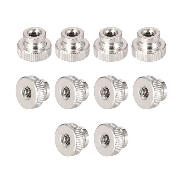 sourcing map Knurled Thumb Nuts, 10Pcs M4x0.7mm Iron Round Knobs Fasteners for 3D Printer Parts, Silver Tone