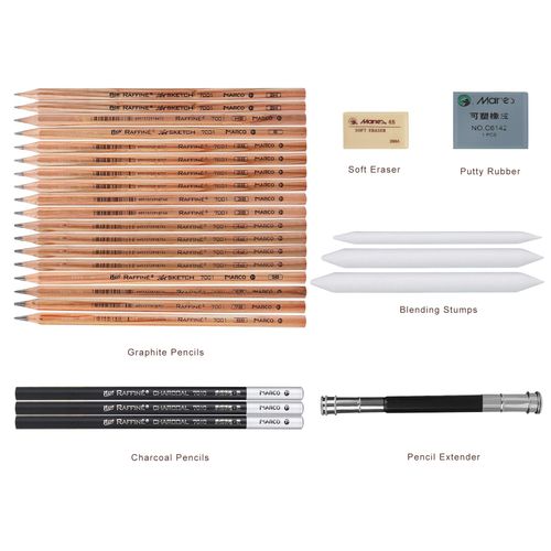 Yordawn Drawing Pencils Set Sketching Pencils Sketch Kit Art Supplies with Graphite Charcoal Pencils Erasers Pencil Extender Blending Stumps in Roll up Case for Artists Kids Adults Beginners 29 Pack