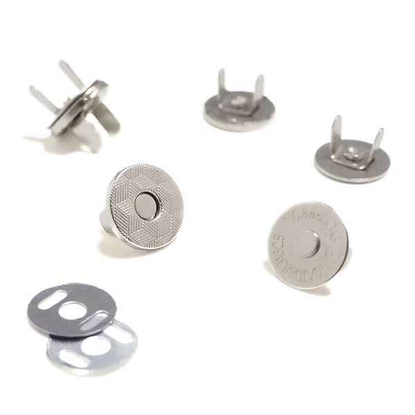 Kraftlife Magnetic Hook Button Inserts 14mm Ultra Thin 1.5mm 50 Pairs (Silver)
