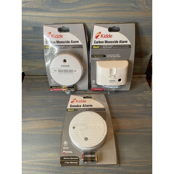 Kidde Carbon Monoxide Alarm Battery Operated, Plug-in, Kiddie Smoke Alarm NEW