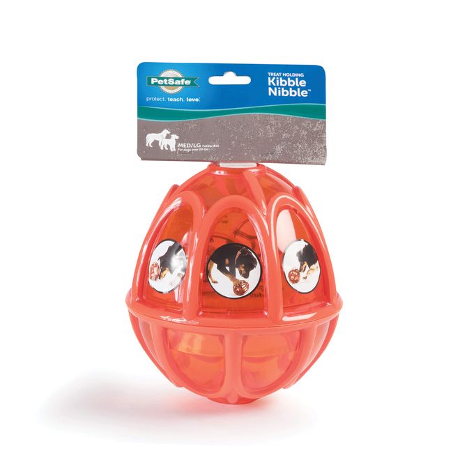 PetSafe Sportsmen Kibble Nibble Feeder Ball Pet Chew Toy Orange Large