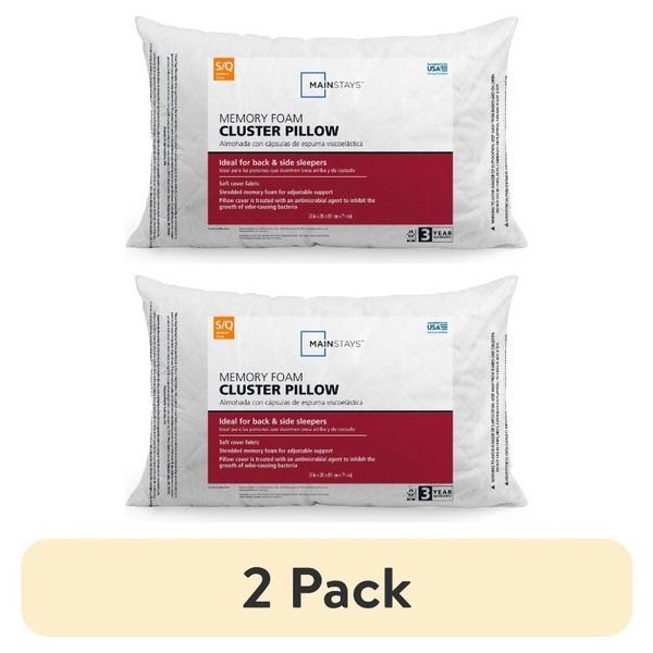 (2 pack) Mainstays™ Memory Foam Cluster Bed Pillow, Standard Queen